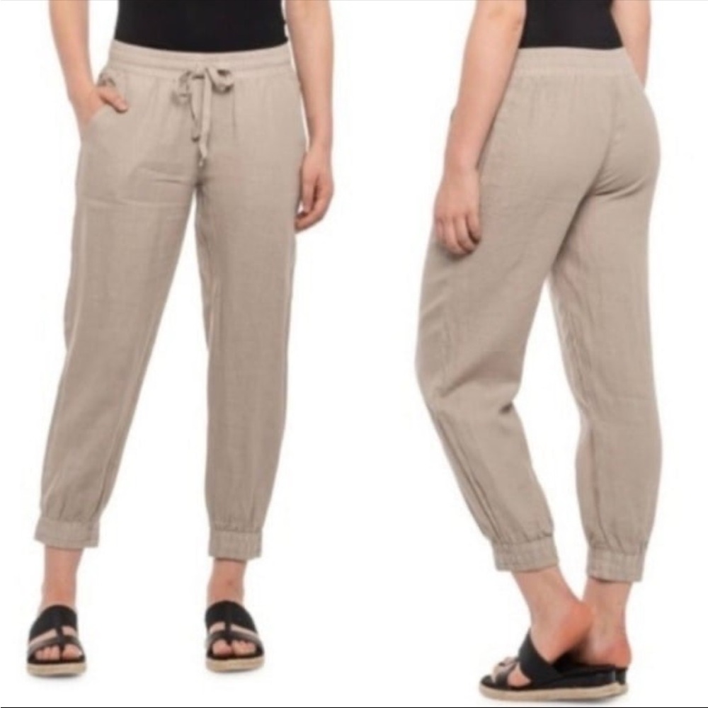 Anthropologie Cloth & Stone Tan Tercel Joggers Small Boho Cottagecore Pockets